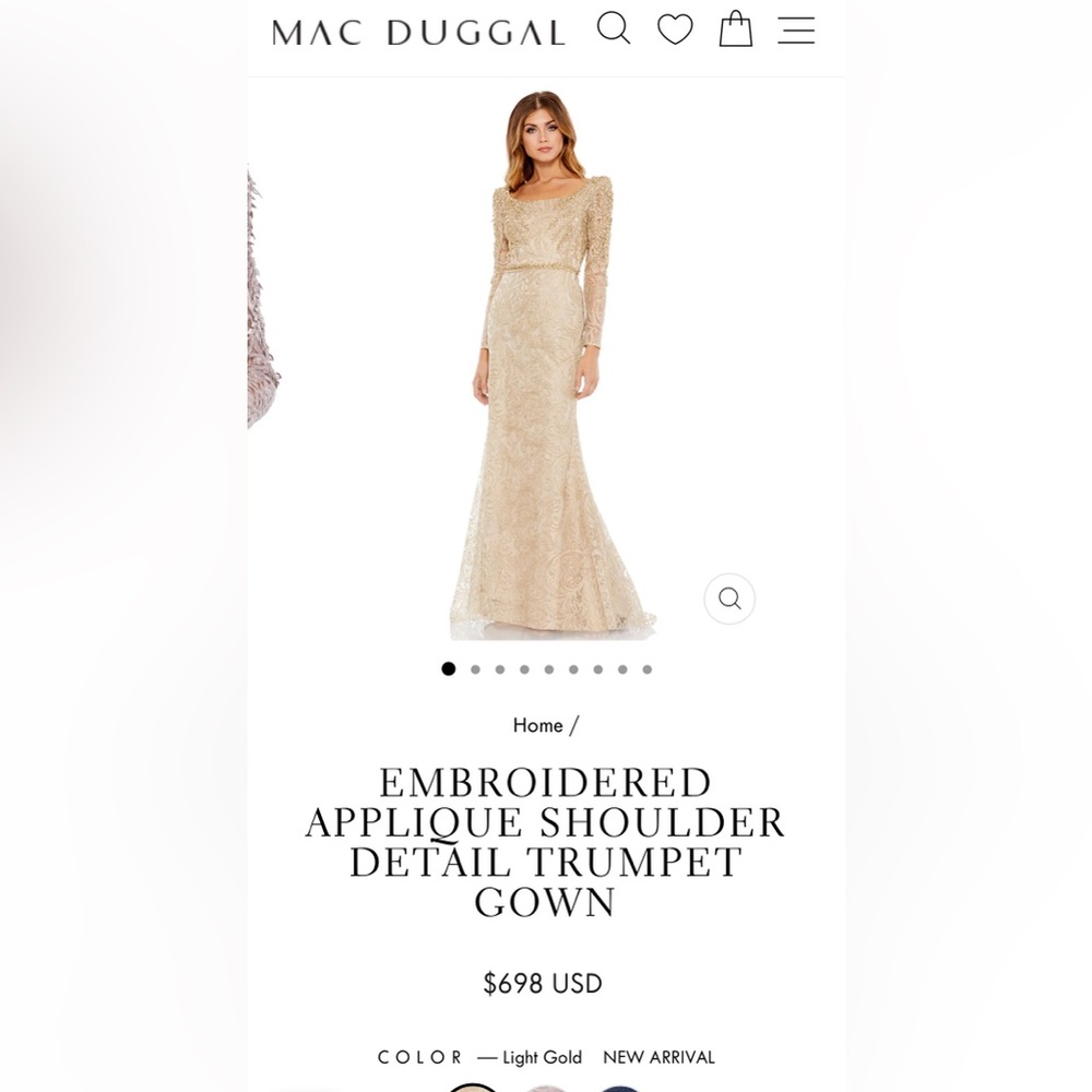 Mac Duggal Formal Gold Gown